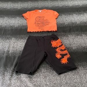 Dragon Two Piece Biker Short Set